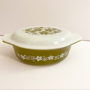 Vtg Pyrex Spring Blossom Crazy Daisy Casserole